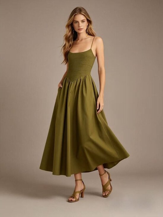 Farm Rio Dresses & Skirts - NWOT Farm Rio Cotton Green Sleeveless Midi Dress Size L